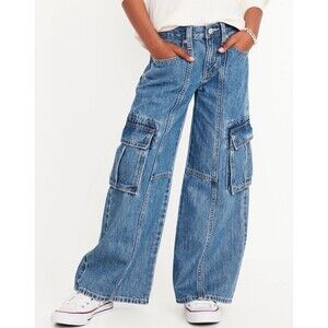 Old Navy Girls 10 High Rise Super Baggy Wide Leg Jeans Cargo Flare Y2K Pants